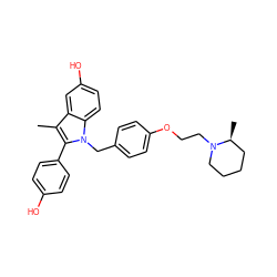 Cc1c(-c2ccc(O)cc2)n(Cc2ccc(OCCN3CCCC[C@@H]3C)cc2)c2ccc(O)cc12 ZINC000034246728