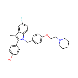 Cc1c(-c2ccc(O)cc2)n(Cc2ccc(OCCN3CCCCC3)cc2)c2ccc(F)cc12 ZINC000038403947