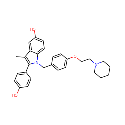 Cc1c(-c2ccc(O)cc2)n(Cc2ccc(OCCN3CCCCC3)cc2)c2ccc(O)cc12 ZINC000000602799