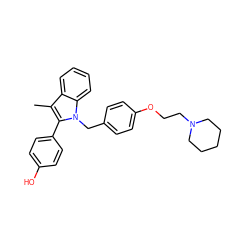 Cc1c(-c2ccc(O)cc2)n(Cc2ccc(OCCN3CCCCC3)cc2)c2ccccc12 ZINC000033965597