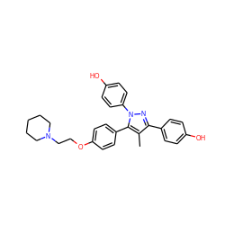 Cc1c(-c2ccc(O)cc2)nn(-c2ccc(O)cc2)c1-c1ccc(OCCN2CCCCC2)cc1 ZINC000003996033