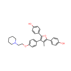 Cc1c(-c2ccc(O)cc2)oc(-c2ccc(O)cc2)c1-c1ccc(OCCN2CCCCC2)cc1 ZINC000026508340