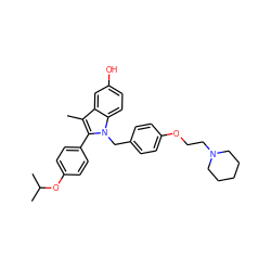 Cc1c(-c2ccc(OC(C)C)cc2)n(Cc2ccc(OCCN3CCCCC3)cc2)c2ccc(O)cc12 ZINC000038385997