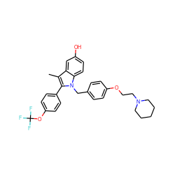 Cc1c(-c2ccc(OC(F)(F)F)cc2)n(Cc2ccc(OCCN3CCCCC3)cc2)c2ccc(O)cc12 ZINC000034026896