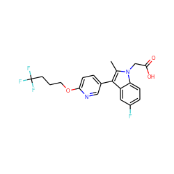 Cc1c(-c2ccc(OCCCC(F)(F)F)nc2)c2cc(F)ccc2n1CC(=O)O ZINC000169311300