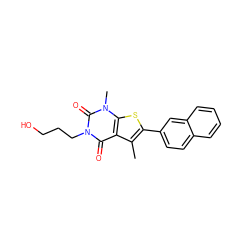 Cc1c(-c2ccc3ccccc3c2)sc2c1c(=O)n(CCCO)c(=O)n2C ZINC001772585648