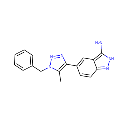 Cc1c(-c2ccc3n[nH]c(N)c3c2)nnn1Cc1ccccc1 ZINC000063298275