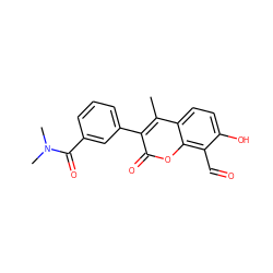 Cc1c(-c2cccc(C(=O)N(C)C)c2)c(=O)oc2c(C=O)c(O)ccc12 ZINC000221059426