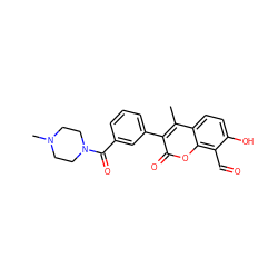 Cc1c(-c2cccc(C(=O)N3CCN(C)CC3)c2)c(=O)oc2c(C=O)c(O)ccc12 ZINC000221057352