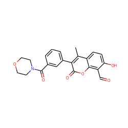 Cc1c(-c2cccc(C(=O)N3CCOCC3)c2)c(=O)oc2c(C=O)c(O)ccc12 ZINC000221058219