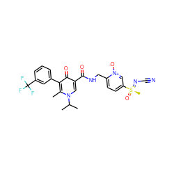 Cc1c(-c2cccc(C(F)(F)F)c2)c(=O)c(C(=O)NCc2ccc([S@@](C)(=O)=NC#N)c[n+]2[O-])cn1C(C)C ZINC000149914597