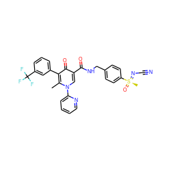 Cc1c(-c2cccc(C(F)(F)F)c2)c(=O)c(C(=O)NCc2ccc([S@@](C)(=O)=NC#N)cc2)cn1-c1ccccn1 ZINC000149900707