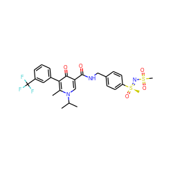 Cc1c(-c2cccc(C(F)(F)F)c2)c(=O)c(C(=O)NCc2ccc([S@@](C)(=O)=NS(C)(=O)=O)cc2)cn1C(C)C ZINC000149897866