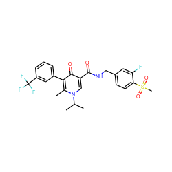 Cc1c(-c2cccc(C(F)(F)F)c2)c(=O)c(C(=O)NCc2ccc(S(C)(=O)=O)c(F)c2)cn1C(C)C ZINC000148833929