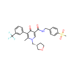 Cc1c(-c2cccc(C(F)(F)F)c2)c(=O)c(C(=O)NCc2ccc(S(C)(=O)=O)cc2)cn1C[C@@H]1CCOC1 ZINC001772631194