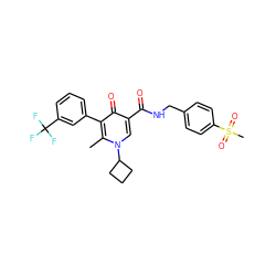 Cc1c(-c2cccc(C(F)(F)F)c2)c(=O)c(C(=O)NCc2ccc(S(C)(=O)=O)cc2)cn1C1CCC1 ZINC000148854896