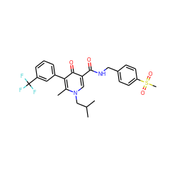 Cc1c(-c2cccc(C(F)(F)F)c2)c(=O)c(C(=O)NCc2ccc(S(C)(=O)=O)cc2)cn1CC(C)C ZINC001772627221