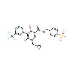 Cc1c(-c2cccc(C(F)(F)F)c2)c(=O)c(C(=O)NCc2ccc(S(C)(=O)=O)cc2)cn1CC1CC1 ZINC001772575376