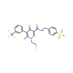 Cc1c(-c2cccc(C(F)(F)F)c2)c(=O)c(C(=O)NCc2ccc(S(C)(=O)=O)cc2)cn1CCF ZINC000148760935