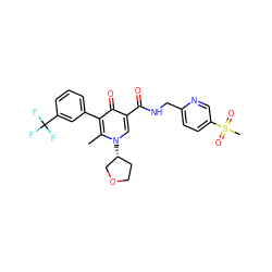 Cc1c(-c2cccc(C(F)(F)F)c2)c(=O)c(C(=O)NCc2ccc(S(C)(=O)=O)cn2)cn1[C@@H]1CCOC1 ZINC000149811013