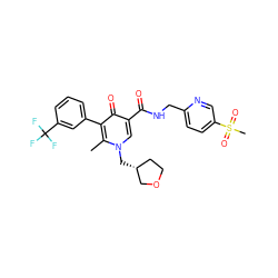 Cc1c(-c2cccc(C(F)(F)F)c2)c(=O)c(C(=O)NCc2ccc(S(C)(=O)=O)cn2)cn1C[C@@H]1CCOC1 ZINC001772652953