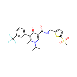 Cc1c(-c2cccc(C(F)(F)F)c2)c(=O)c(C(=O)NCc2ccc(S(C)(=O)=O)s2)cn1C(C)C ZINC000149815746