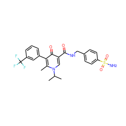 Cc1c(-c2cccc(C(F)(F)F)c2)c(=O)c(C(=O)NCc2ccc(S(N)(=O)=O)cc2)cn1C(C)C ZINC001772581572