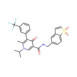 Cc1c(-c2cccc(C(F)(F)F)c2)c(=O)c(C(=O)NCc2ccc3c(c2)C=CS3(=O)=O)cn1C(C)C ZINC000149817684