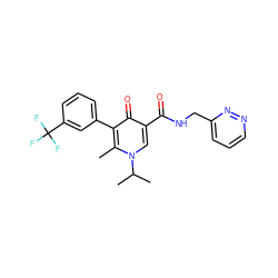 Cc1c(-c2cccc(C(F)(F)F)c2)c(=O)c(C(=O)NCc2cccnn2)cn1C(C)C ZINC001772626510