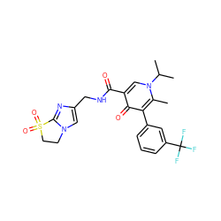 Cc1c(-c2cccc(C(F)(F)F)c2)c(=O)c(C(=O)NCc2cn3c(n2)S(=O)(=O)CC3)cn1C(C)C ZINC000149815295