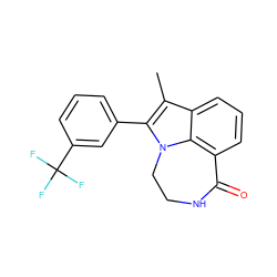 Cc1c(-c2cccc(C(F)(F)F)c2)n2c3c(cccc13)C(=O)NCC2 ZINC000003832212