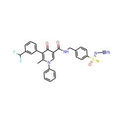 Cc1c(-c2cccc(C(F)F)c2)c(=O)c(C(=O)NCc2ccc([S@@](C)(=O)=NC#N)cc2)cn1-c1ccccc1 ZINC000149905006