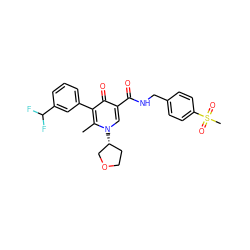 Cc1c(-c2cccc(C(F)F)c2)c(=O)c(C(=O)NCc2ccc(S(C)(=O)=O)cc2)cn1[C@@H]1CCOC1 ZINC000148803952