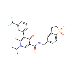 Cc1c(-c2cccc(C(F)F)c2)c(=O)c(C(=O)NCc2ccc3c(c2)CCS3(=O)=O)cn1C(C)C ZINC000149813517