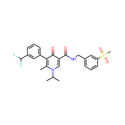 Cc1c(-c2cccc(C(F)F)c2)c(=O)c(C(=O)NCc2cccc(S(C)(=O)=O)c2)cn1C(C)C ZINC001772588707