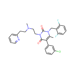 Cc1c(-c2cccc(Cl)c2)c(=O)n(CCN(C)CCc2ccccn2)c(=O)n1Cc1c(F)cccc1F ZINC000013559585