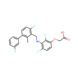 Cc1c(-c2cccc(F)c2)ccc(F)c1CNc1c(F)ccc(OCC(=O)O)c1F ZINC000218898749