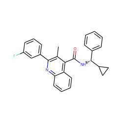 Cc1c(-c2cccc(F)c2)nc2ccccc2c1C(=O)N[C@H](c1ccccc1)C1CC1 ZINC000040411221