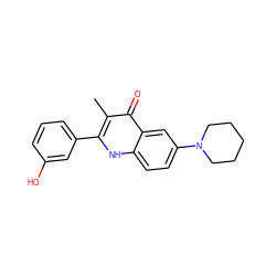 Cc1c(-c2cccc(O)c2)[nH]c2ccc(N3CCCCC3)cc2c1=O ZINC000072113541