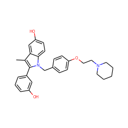 Cc1c(-c2cccc(O)c2)n(Cc2ccc(OCCN3CCCCC3)cc2)c2ccc(O)cc12 ZINC000033999590