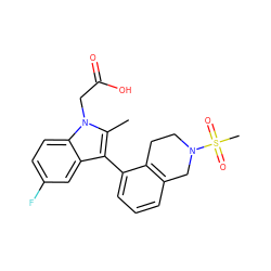 Cc1c(-c2cccc3c2CCN(S(C)(=O)=O)C3)c2cc(F)ccc2n1CC(=O)O ZINC000299821852