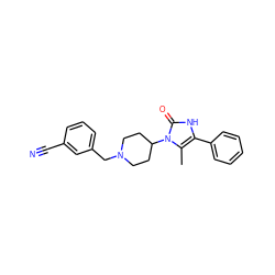 Cc1c(-c2ccccc2)[nH]c(=O)n1C1CCN(Cc2cccc(C#N)c2)CC1 ZINC000001490296