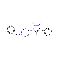 Cc1c(-c2ccccc2)n(C)c(=O)n1C1CCN(Cc2ccccc2)CC1 ZINC000000592273