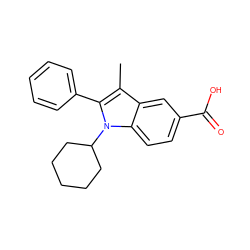 Cc1c(-c2ccccc2)n(C2CCCCC2)c2ccc(C(=O)O)cc12 ZINC000036350466