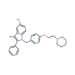 Cc1c(-c2ccccc2)n(Cc2ccc(OCCN3CCCCC3)cc2)c2ccc(O)cc12 ZINC000034312355