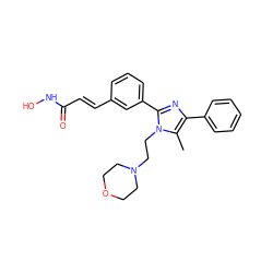 Cc1c(-c2ccccc2)nc(-c2cccc(/C=C/C(=O)NO)c2)n1CCN1CCOCC1 ZINC000049073254