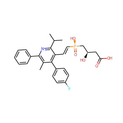 Cc1c(-c2ccccc2)nc(C(C)C)c(/C=C/[P@](=O)(O)C[C@H](O)CC(=O)O)c1-c1ccc(F)cc1 ZINC000026671250