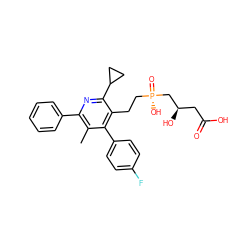 Cc1c(-c2ccccc2)nc(C2CC2)c(CC[P@](=O)(O)C[C@H](O)CC(=O)O)c1-c1ccc(F)cc1 ZINC000026717147