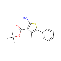 Cc1c(-c2ccccc2)sc(N)c1C(=O)OC(C)(C)C ZINC000045300385