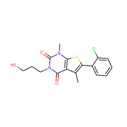 Cc1c(-c2ccccc2Cl)sc2c1c(=O)n(CCCO)c(=O)n2C ZINC001772574752